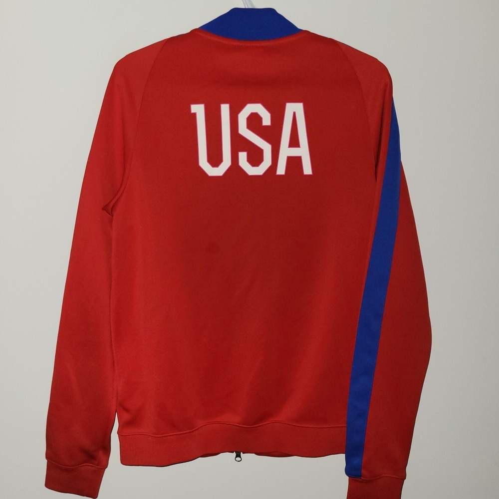 Nike US Soccer Full Zip Track Jacket Men's Size Medium Red Blue Pockets